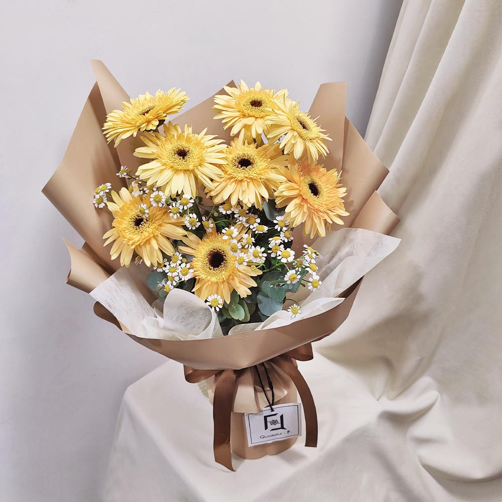 Morning Glimmer | Champagne Gerbera & Chamomile Fresh Flower Bouquet 3 Morning Glimmer | Champagne Gerbera & Chamomile Fresh Flower Bouquet - BM100017