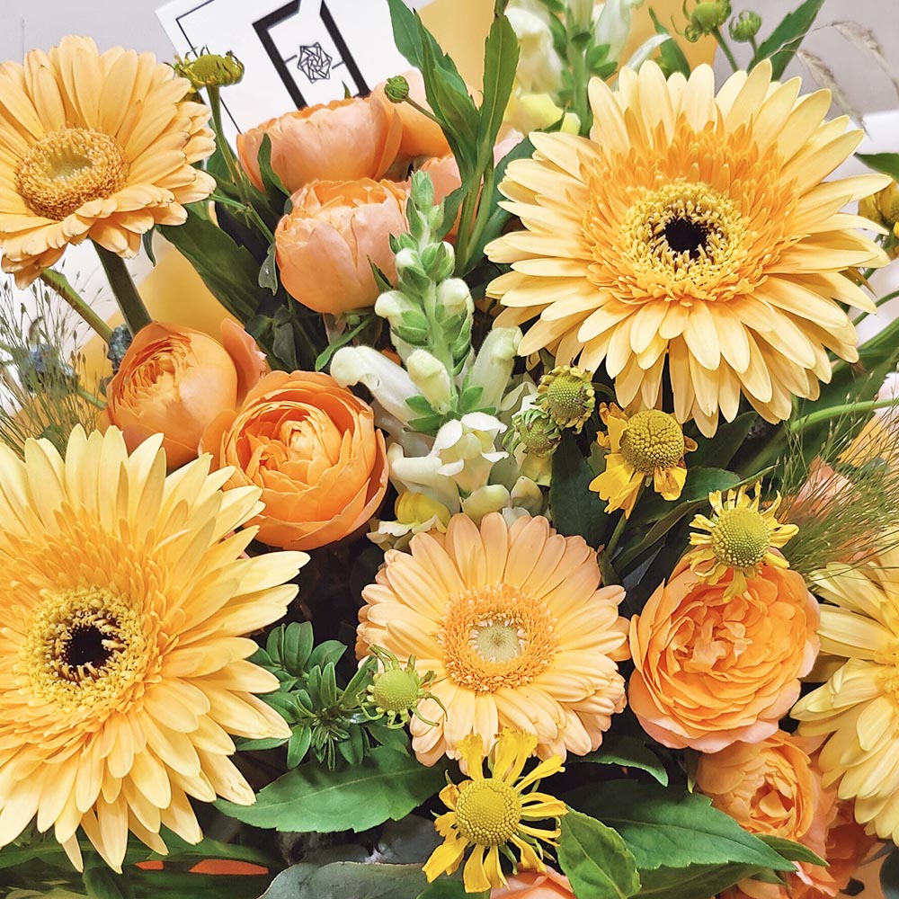 Amber Autumn Glow | Champagne Orange Gerbera & Spray Rose Fresh Flower Bouquet 2 Amber Autumn Glow | Champagne Orange Gerbera & Spray Rose Fresh Flower Bouquet - BL100006