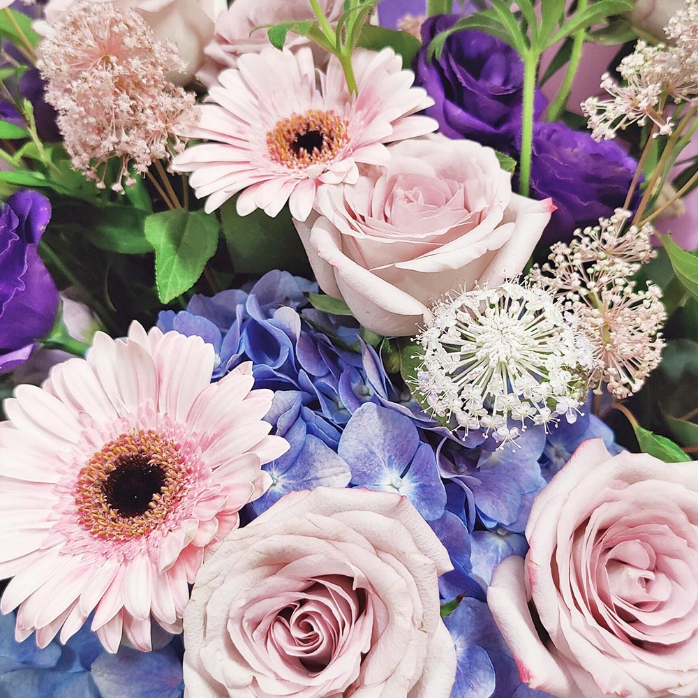 Purple Iris Mist | Light Purple Hydrangea & Pink Purple Rose Fresh Flower Bouquet 2 Purple Iris Mist | Light Purple Hydrangea & Pink Purple Rose Fresh Flower Bouquet - BL010055