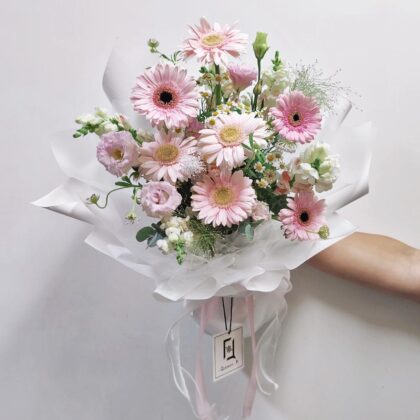Ethereal Spring | Pink Gerbera & Eustoma Fresh Flower Bouquet - BM100018