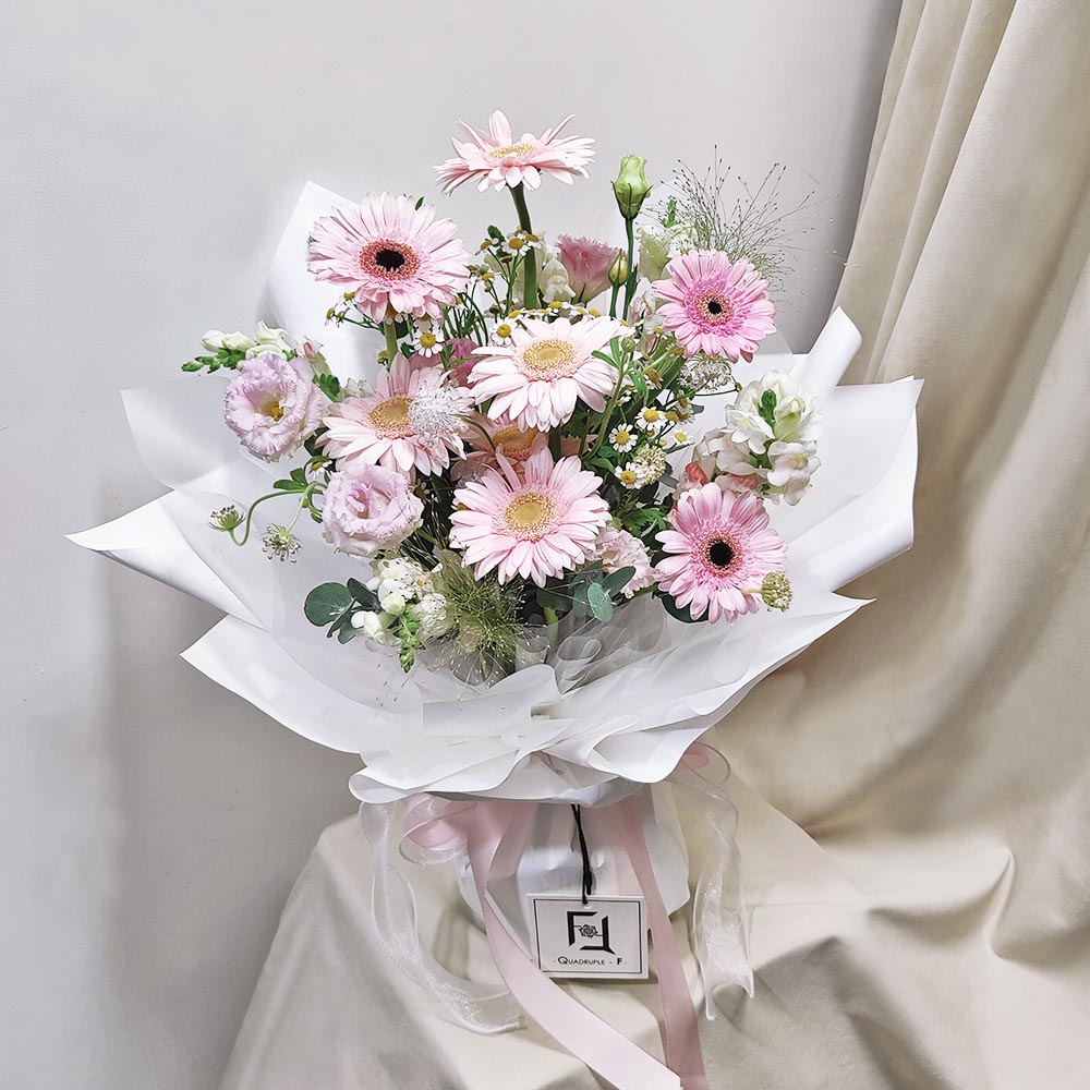 Ethereal Spring | Pink Gerbera & Eustoma Fresh Flower Bouquet 3 Ethereal Spring | Pink Gerbera & Eustoma Fresh Flower Bouquet - BM100018
