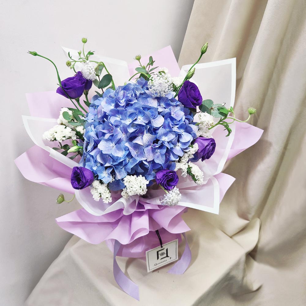 Violet Reverie | Purple Hydrangea & Eustoma Fresh Flower Bouquet 3 Violet Reverie | Purple Hydrangea & Eustoma Fresh Flower Bouquet - BM040007