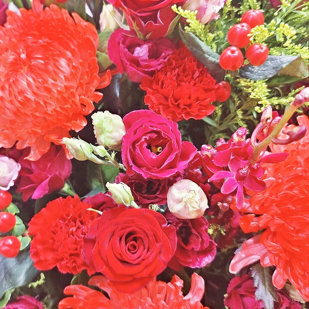 鴻圖錦繡 | 紅玫瑰牡丹菊鮮花祝賀開張花籃 2 鴻圖錦繡 | 紅玫瑰牡丹菊鮮花祝賀開張花籃 - FS100002