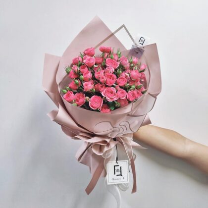 絳紅傾心 | 桃紅小玫瑰鮮花花束 - BM010033