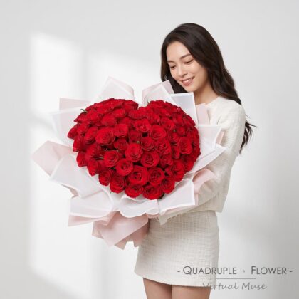 甜心印記 | 66支紅玫瑰心形鮮花求婚花束