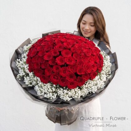 星河炙愛 | 99支紅玫瑰滿天星鮮花求婚花束
