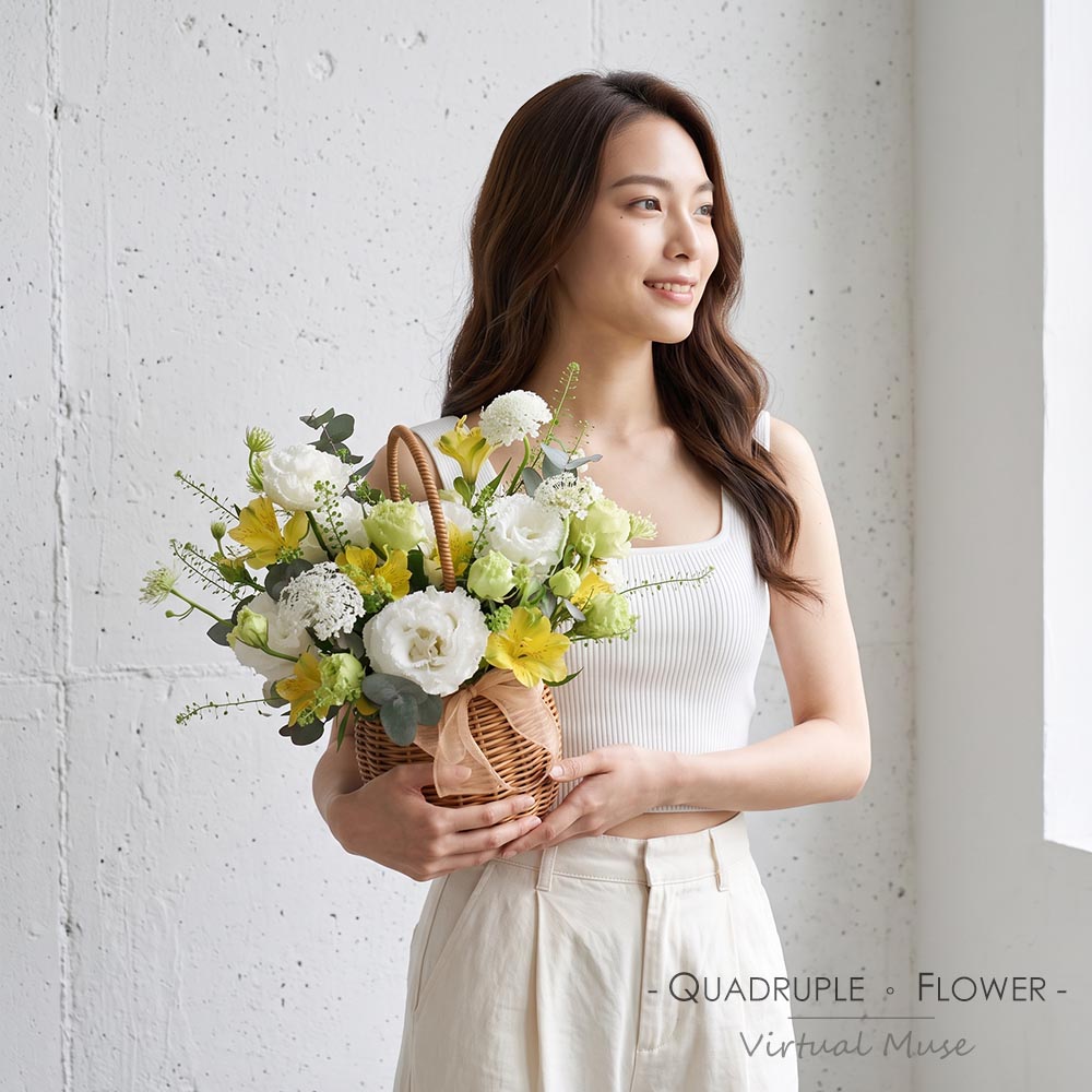 Morning Dew | Alstroemeria & Lisianthus Hand-Carried Fresh Flower Basket 2 Morning Dew | Alstroemeria & Lisianthus Hand-Carried Fresh Flower Basket - TP100002
