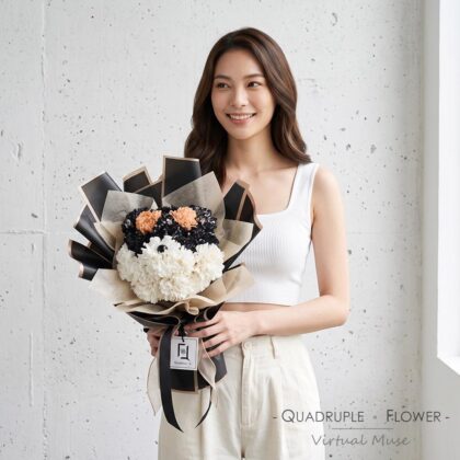 Inky Loyal Hound | Black Shiba Inu Dog-Shaped Fresh Flower Bouquet