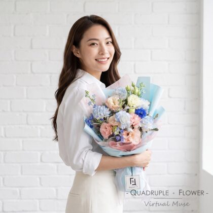 Azure Star Wave | Blue White Carnation & Deep Blue Delphinium Fresh Flower Bouquet