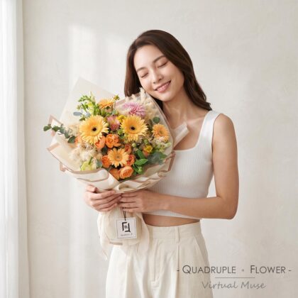 琉金歲月 | 奶油大理花香檳非洲菊鮮花花束