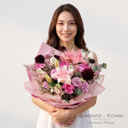 Purple Dream | Double Pink Lily & Purple Carnation Fresh Flower Bouquet