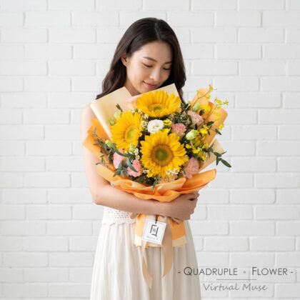 盛夏光年 | 綠芯向日葵香檳桔梗鮮花花束