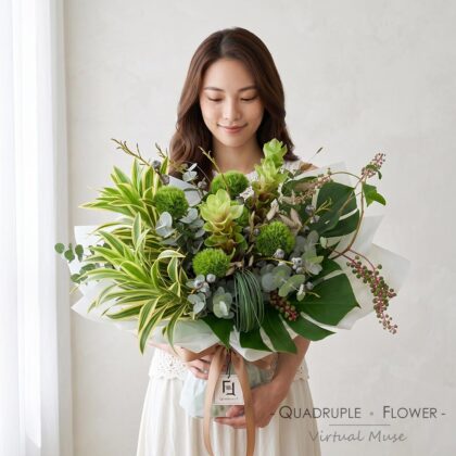 蒼翠林籟 | 綠薑荷花百合竹鮮花花束