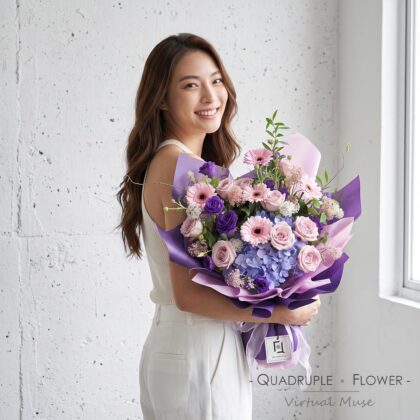 QuadrupleFlower 啟德新蒲崗花店 | 香港花店推介 | 即日送花服務、鮮花花束及花籃高質客製化設計 17 紫鳶煙雨 | 淺紫繡球粉紫玫瑰鮮花花束
