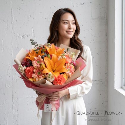 Radiant Dawn | Orange Lily & Orange Carnation Fresh Flower Bouquet