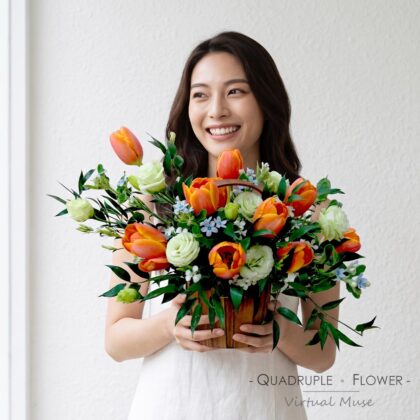 Amber Glow | Orange Tulip Table Arrangement – Small Congratulatory Flower Basket