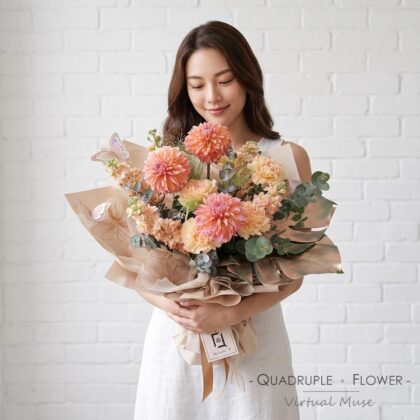 Champagne Glow | Peach Dahlia & Champagne Stock Fresh Flower Bouquet