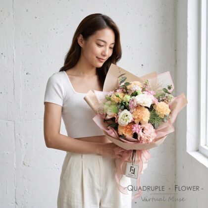 Dusk Stars | Pink-Edged Champagne & Pink Carnation Fresh Flower Bouquet