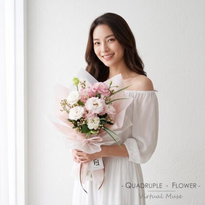 活潑寵愛 | 粉洋桔梗白蠟梅鮮花花束