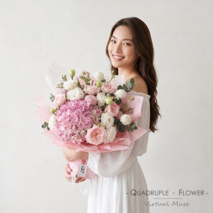 Pastel Romance | Pink Hydrangea & Ping Pong Mum Fresh Flower Bouquet