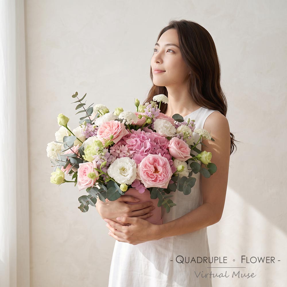 Pink Embrace | Pink Hydrangea & Pink Rose Fresh Flower Hug Bucket 2 Pink Embrace | Pink Hydrangea & Pink Rose Fresh Flower Hug Bucket - TA040001