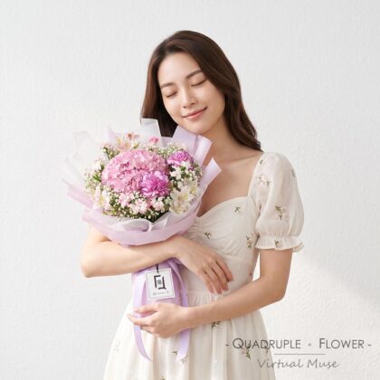 Harmonious Purple Charm | Pink Hydrangea & Purple Carnation Fresh Flower Bouquet