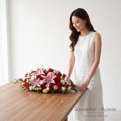 鴻鵠之志 | 粉百合紅玫瑰鮮花商務會議枱花