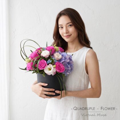 Sweet Hug Bucket | Pink Rose & Light Purple Hydrangea Table Arrangement – Fresh Flower Bucket