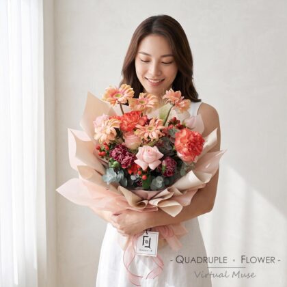 Blooming Abundance | Pink Rose & Orange-Red Carnation Fresh Flower Bouquet