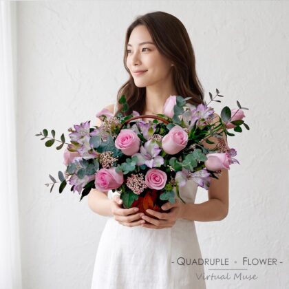Blush Radiance | Pink Rose Fresh Flower Table Arrangement – Small Congratulatory Flower Basket