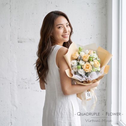 暮色溫柔 | 香檳玫瑰白桔梗鮮花花束
