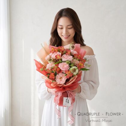 緋紅傾慕 | 粉玫瑰小百合鮮花花束