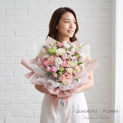 Spring Maiden | Pink Tulip & Wavy Pink Lisianthus Fresh Flower Bouquet