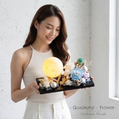 發光月亮花盒 | 永生花玫瑰花盒