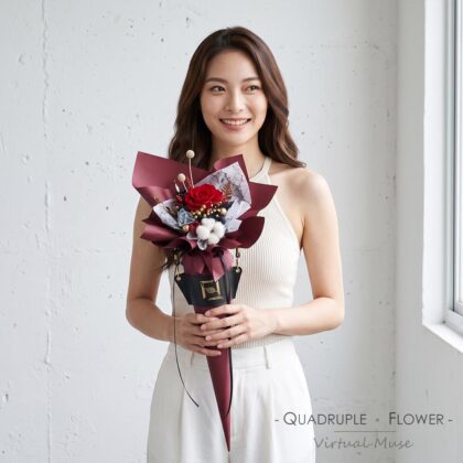 權杖花束 | 永生花玫瑰向日葵棉花權杖花束