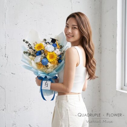 Blooming Young Graduation Bouquet | Preserved Flower Sunflower Rose Graduation Bouquet