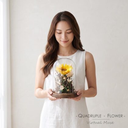 Natural SUMMER | Preserved Flower Sunflower with Long Glass Dome