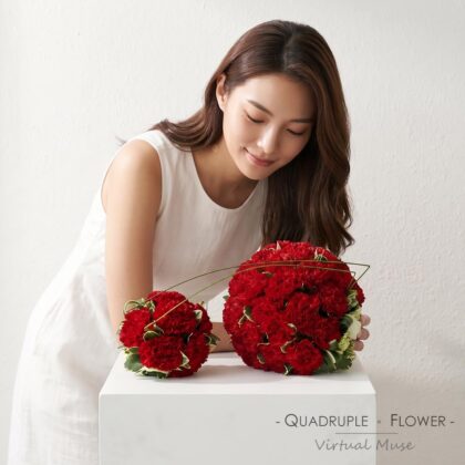 Imperial Red Elegance | Red Carnation Artistic Floral Arrangement — Grand Opening Table Flower / Reception Desk Flower / Monthly Display