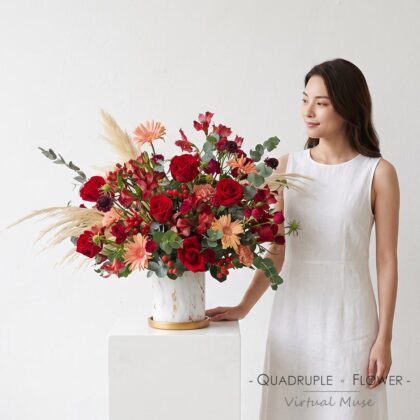 Delicate LOVE | Red Rose Fresh Centerpiece Table Flower Arrangement