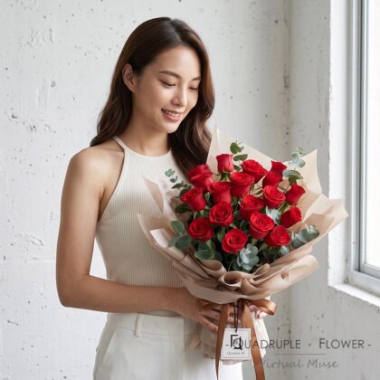 QuadrupleFlower 啟德新蒲崗花店 | 香港花店推介 | 即日送花服務、鮮花花束及花籃高質客製化設計 14 摯愛如初 | 紅玫瑰鮮花花束