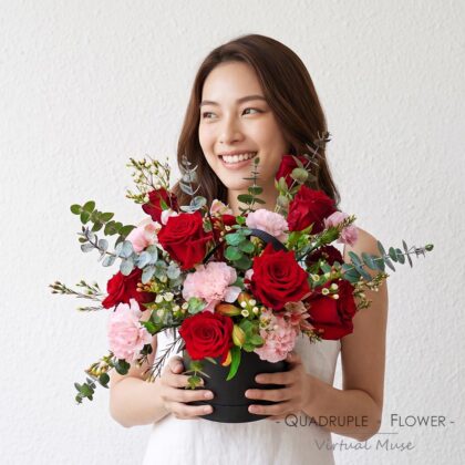 Classic Hug Bucket | Red Rose Table Arrangement – Fresh Flower Bucket