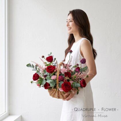Crimson Blaze | Red Rose Table Arrangement – Grand Opening Congratulatory Flower Basket
