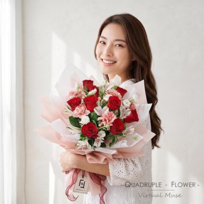 Twilight Devotion | Red Rose & Vintage Pink Carnation Fresh Flower Bouquet