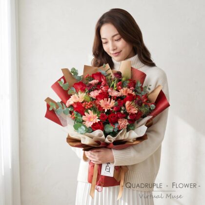 美妙真愛 | 紅玫瑰粉非洲菊鮮花花束
