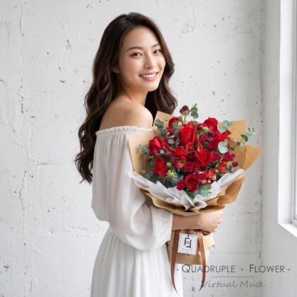 QuadrupleFlower 啟德新蒲崗花店 | 香港花店推介 | 即日送花服務、鮮花花束及花籃高質客製化設計 40 永久真愛 | 紅玫瑰紅小玫瑰鮮花花束