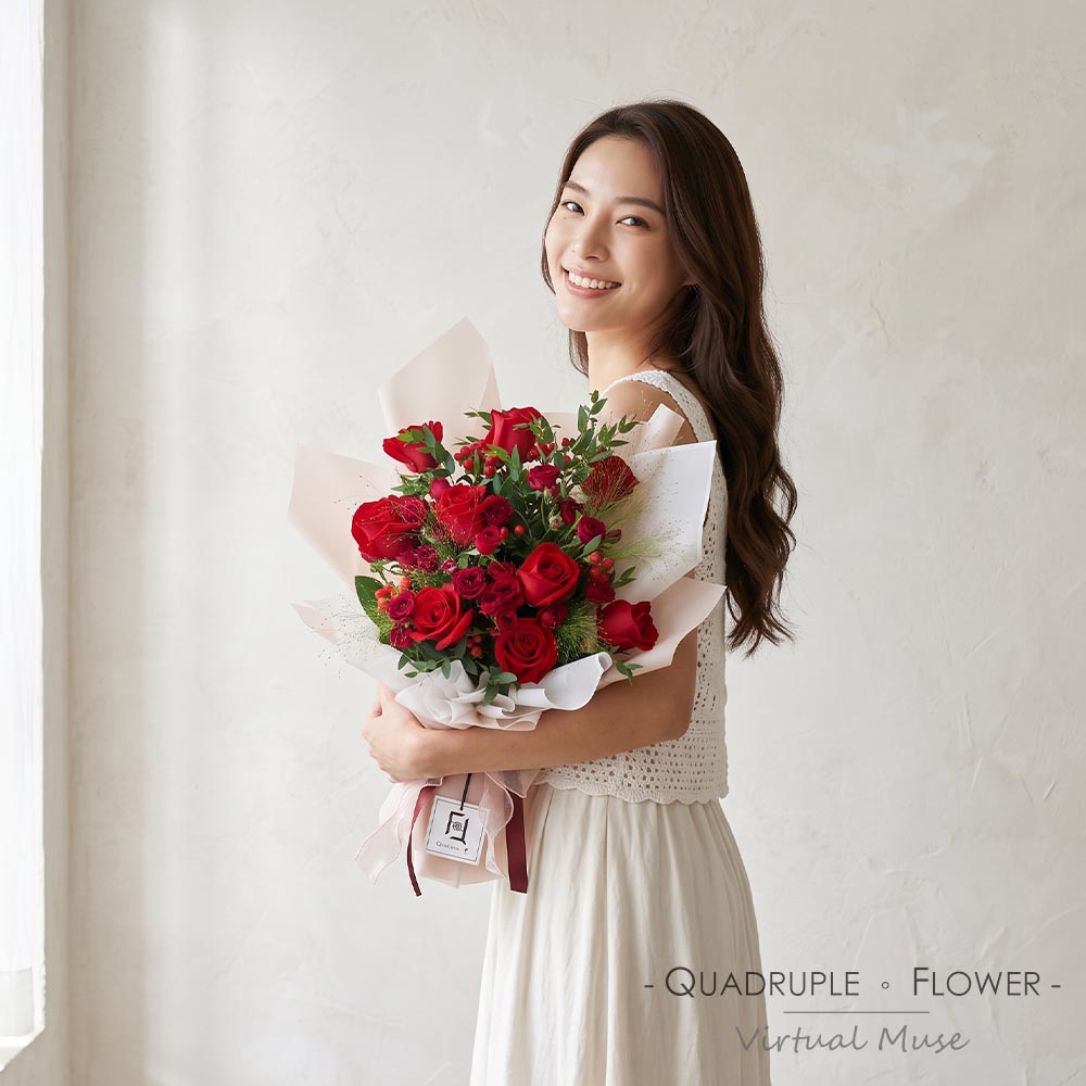 Flawless LOVE | Red Rose Fresh Bouquet with Red Spray Roses 2 Flawless LOVE | Red Rose Fresh Bouquet with Red Spray Roses - BL010029