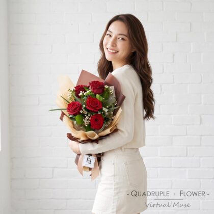 可愛真愛 | 紅玫瑰白蠟梅鮮花花束