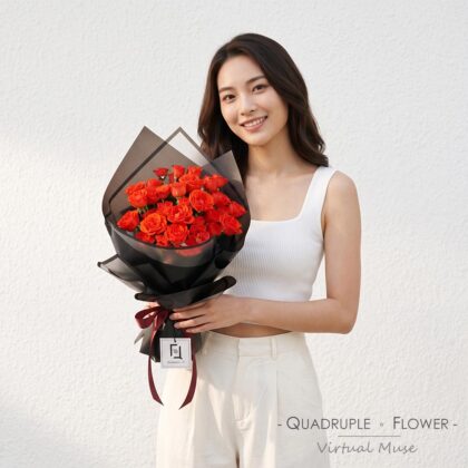 熾黑魅惑 | 紅小玫瑰鮮花花束