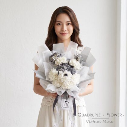 Grey & White Sage | Schnauzer Dog-Shaped Fresh Flower Bouquet