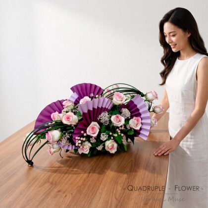 Roseate Elegance Collection | Signature Pink Rose Artistic Floral Arrangement — Grand Opening Table Flower / Reception Desk Flower / Monthly Display